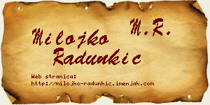 Milojko Radunkić vizit kartica
